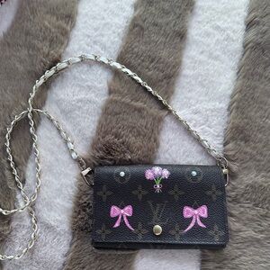 Louis Vuitton Brown and Pink Crossbody Wallet